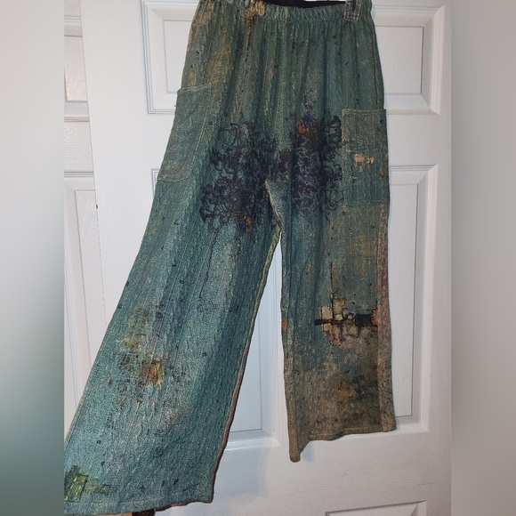 3 Potato Wide Leg Pants Women's Size XS Small Pull On Natural Artsy Flowy - Picture 3 of 7